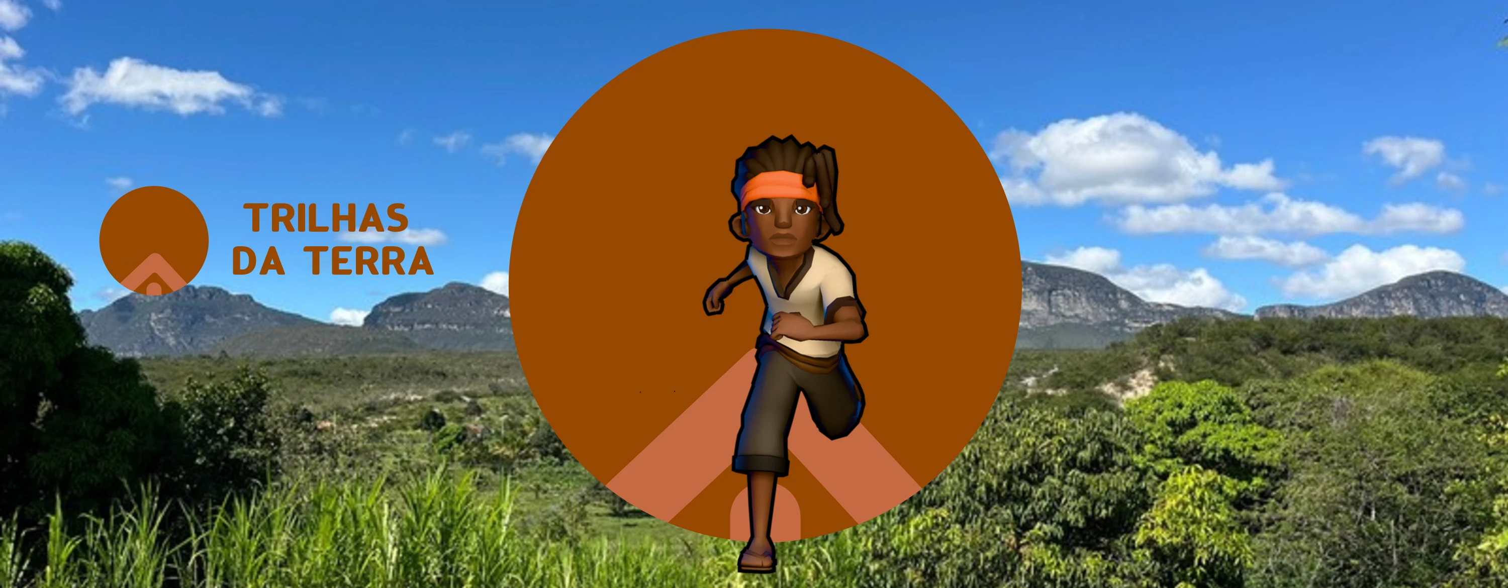 Personagem de Trilhas da Terra em corrida